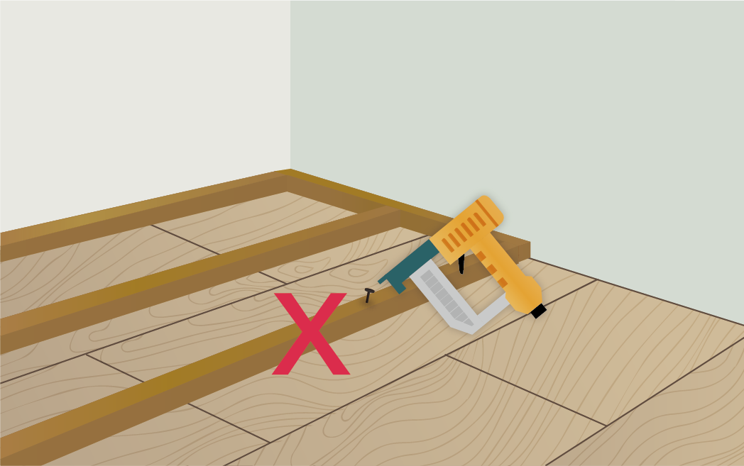 嚴禁在木地板上打釘鎖螺絲